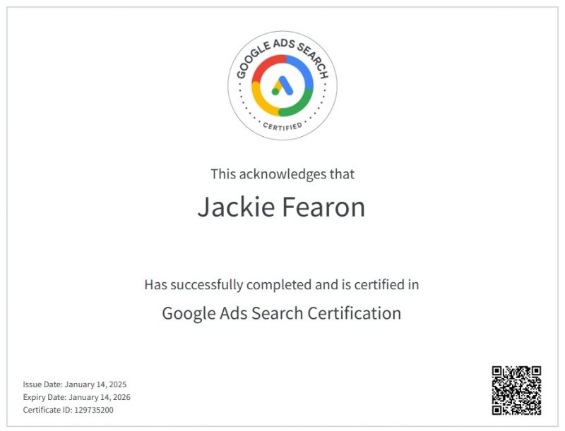 Google Ads Search Certification Completed For Another Year